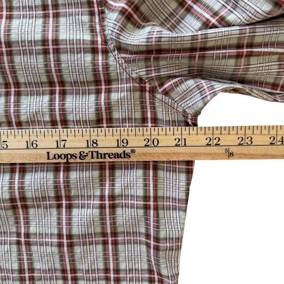 Banana Republic Medium Slim Fit Snap Red Plaid Button Up Long Sleeve Men's Shirt - Picture 5 of 11